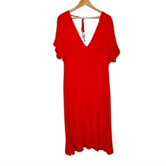 Revolve Privacy Please Samara Red Orange Midi Dress Size XL - Picture 3 of 7
